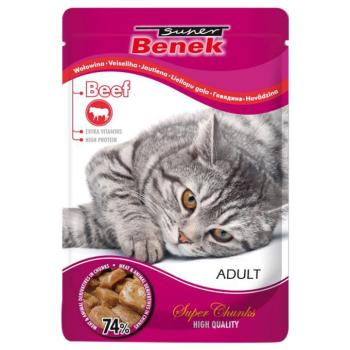 48x100g Super Benek Super Chunks Marha szószban nedves macskaeledel kép