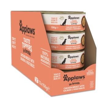 48x156g Applaws Taste Toppers Natural Csirke & lazac húslevesben nedves kutyatáp kép