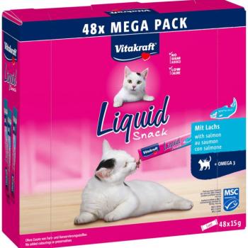 48x15g Vitakraft Cat Liquid snack lazac étrend-kiegészítő eledel macskának kép