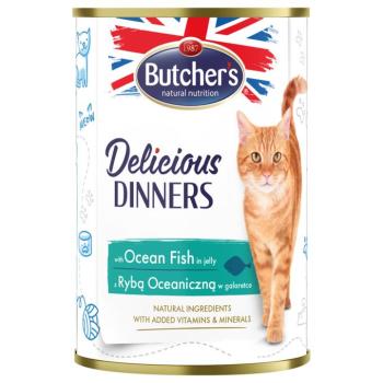 48x400g Butcher's Delicious Dinners tengeri hal nedves macskaeledel kép