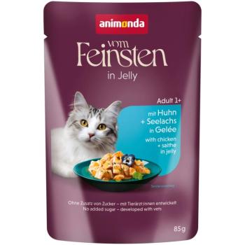 48x85g animonda vom Feinsten Adult Raffinesse Csirke & fekete tőkehal aszpikban nedves macskatáp kép