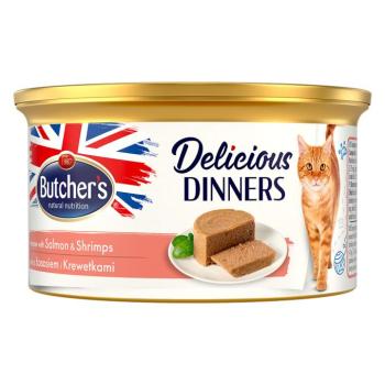 48x85g Butcher's Delicious Dinners Lazac & garnéla nedves macskatáp kép