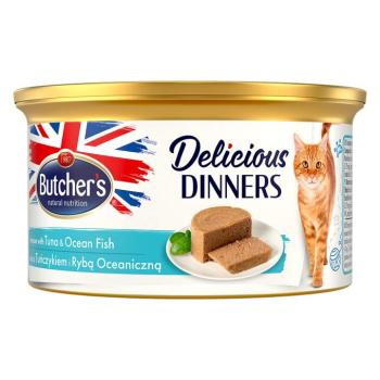 48x85g Butcher's Delicious Dinners Tonhal & tengeri hal nedves macskatáp kép
