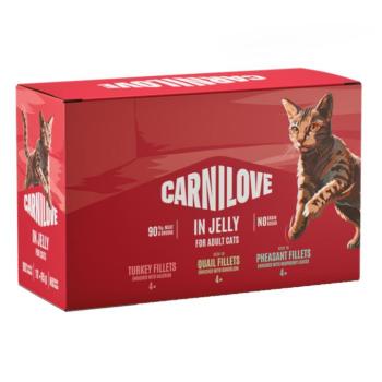 48x85g Carnilove Cat tasakos nedves macskatáp vegyes csomag aszpikban (4 változattal) kép