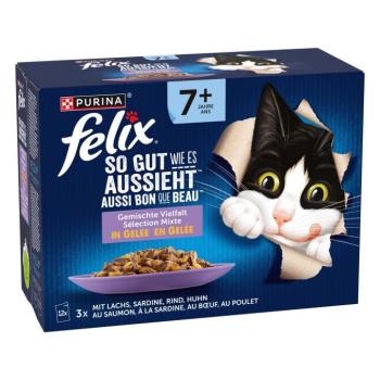 48x85g Felix Fantastic Senior vegyes csomag nedves macskatáp 3+1 ingyen kép