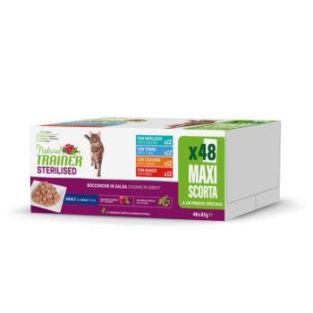 48x85g Natural Trainer Bocconcini Adult nedves macskatáp Sterilised vegyes csomag kép