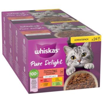 48x85g Whiskas 1+ Adult PURE DELIGHT klasszikus raguválogatás nedves macskatáp kép