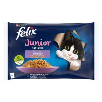 4x85g Felix Junior Fantastic csirke, lazac nedves macskatáp kölyköknek kép