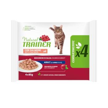 4x85g Natural Trainer Adult csirke nedves macskatáp Lazac kép