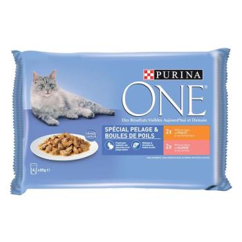 4x85g PURINA ONE Coat & Hairball nedves macskatáp vegyesen kép