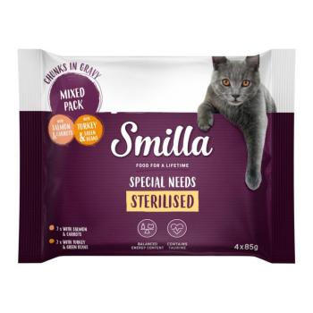4x85g Smilla Sterilised falatok zöldséggel nedves macskatáp próbacsomag kép