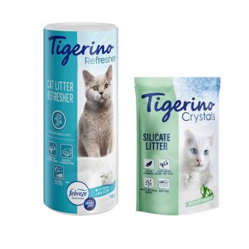 5 l Tigerino Crystals Aloe Vera macskaalom + 700 g Tigerino Refresher friss illat szagtalanító alomhoz kép