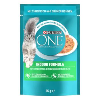 52x85g PURINA ONE Indoor Formula nedves macskatáp- tonhal & zöldbab kép