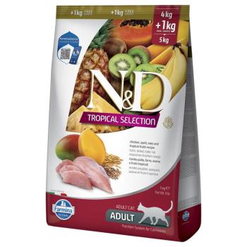 5kg (4+1kg) N&D Cat Tropical Selection csirke száraztáp macskáknak kép
