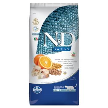 5kg N&D Ocean Adult egészséges gabona tőkehal & narancs száraz macskatáp kép