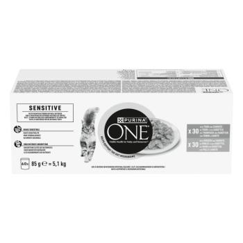 60x85g PURINA ONE Sensitive Adult vegyes csomag nedves macskatáp kép