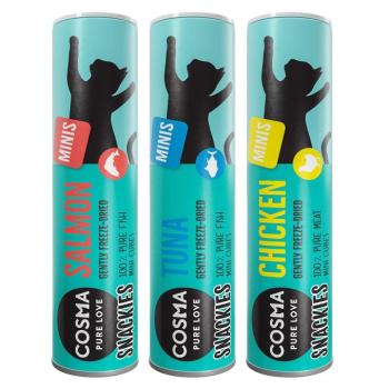 63g Cosma Snackies Minis macskasnack vegyes próbacsomag: 21-21g lazac, csirke, tonhal kép