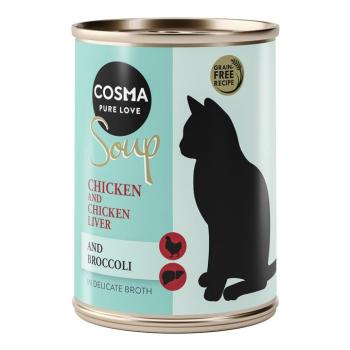 6x100g Cosma Soup csirkefilé, csirkemáj & brokkoli nedves macskatáp kép