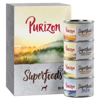 6x140g Purizon Superfoods nedves kutyatáp Vegyes csomag (2xcsirke, 2xtonhal, 1xvaddisznó 1xvad) kép