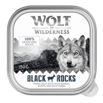 6x150g Wolf of Wilderness Adult Black Rocks - kecske tálcás nedves kutyatáp kép