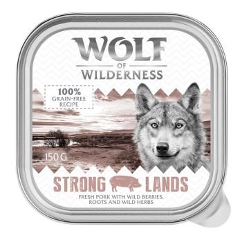 6x150g Wolf of Wilderness Adult Strong Lands - sertés tálcás nedves kutyatáp kép