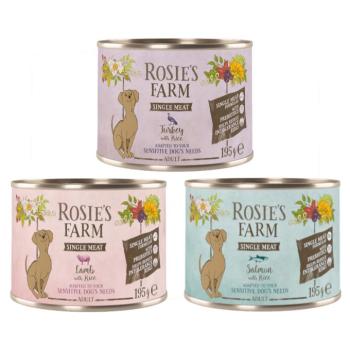 6x195g Rosie's Farm Single Meat Adult nedves kutyatáp mix (pulyka & rizs, bárány & rizs, hal & rizs) kép