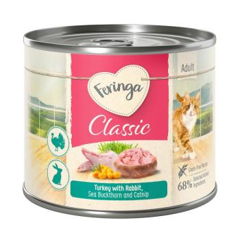 6x200g Feringa Classic Meat Nyúl, pulyka, homoktövis & macskamenta nedves macskatáp kép