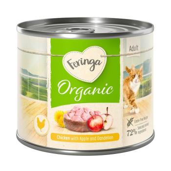 6x200g Feringa Organic Adult Csirke, alma & pitypang nedves macskatáp kép