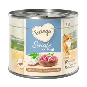6x200g Feringa Single Meat Menü Kacsa, túró & macskagyökér nedves macskatáp kép