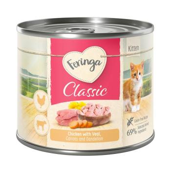 6x200g Kitten Feringa nedves kölyökmacskatáp - csirke, borjú, sárgarépa & pitypang kép
