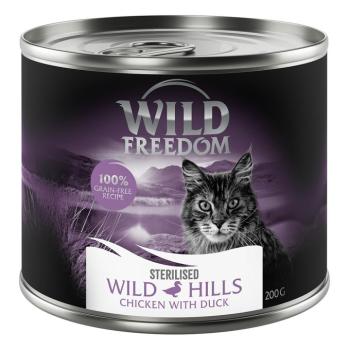 6x200g Wild Freedom Adult Sterilised Wild Hills - kacsa & csirke gabonamentes nedves macskatáp kép