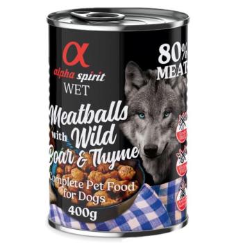 6x400g Alpha Spirit Dog Meatballs Vaddisznó & kakukkfű nedves kutyatáp kép