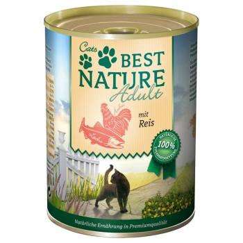 6x400g Best Nature Cat Adult Lazac, csirke & rizs nedves macskatáp kép