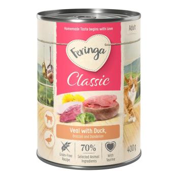 6x400g Feringa Classic Meat Menü Kacsa & borjú nedves macskatáp kép