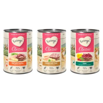 6x400g Feringa Classic Meat nedves macskatáp próbacsomagban - Mix csomag 3: vad, marha & szárnyas, csirke & pisztráng kép