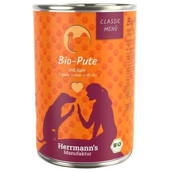 6x400g Hermann's Classic Menü bio pulyka & bio rizs nedves kutyatáp kép