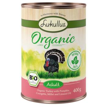 6x400g Lukullus Organic Adult pulyka & cukkini gluténmentes nedves kutyatáp kép