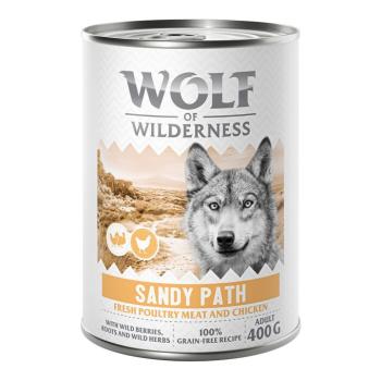 6x400g Wolf of Wilderness Adult "Expedition" - Sok friss szárnyassal nedves kutyatáp - Sandy Path - Szárnyas csirkével kép