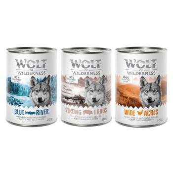 6x400g Wolf of Wilderness adult nedves kutyatáp vegyes csomagban: csirke, sertés, hal kép