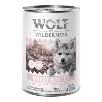 6x400g Wolf of Wilderness Junior “Expedition” nedves kutyatáp - Muddy Routes - Szárnyas csirkével kép