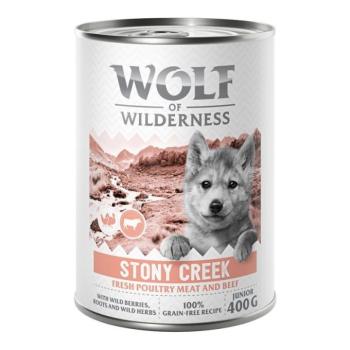 6x400g Wolf of Wilderness Junior “Expedition” nedves kutyatáp - Stony Creek - Szárnyas marhával kép