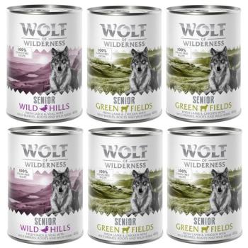 6x400g Wolf of Wilderness Senior nedves kutyatáp - 4 x Green Fields, 2 x Wild Hills kép