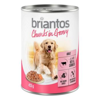 6x415g Briantos Marha & sárgarépa falatkák szószban nedves kutyatáp kép