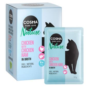 6x50g Cosma Nature tasakos nedves macskatáp- Csirke & csirkesonka