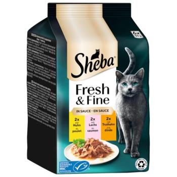 6x50g Sheba Fresh & Fine csirke, lazac & pulyka szószban nedves macskatáp kép