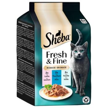 6x50g Sheba Fresh & Fine lazac, tonhal & pisztráng szószban nedves macskatáp kép