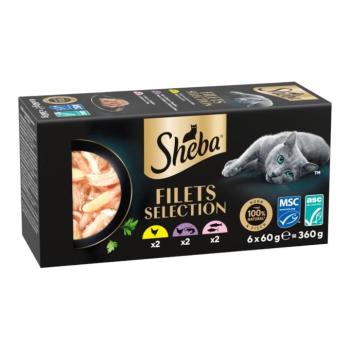 6x60g Sheba finom filék étrend-kiegészítő eledel macskáknak 3 változattal