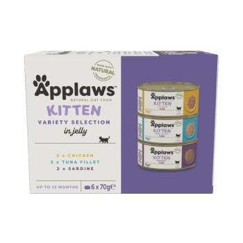 6x70g Applaws Kitten konzerv multipack szardínia, csirke, tonhal nedves macskatáp kép