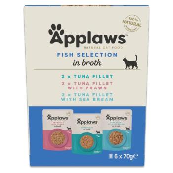 6x70g Applaws tasakos hús-/hallében vegyes tonhal mix csomag (3 fajta), nedves macskaeledel kép
