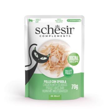 6x70g Schesir Complements Filet csirke & farkassügér aszpikban nedves macskatáp kép